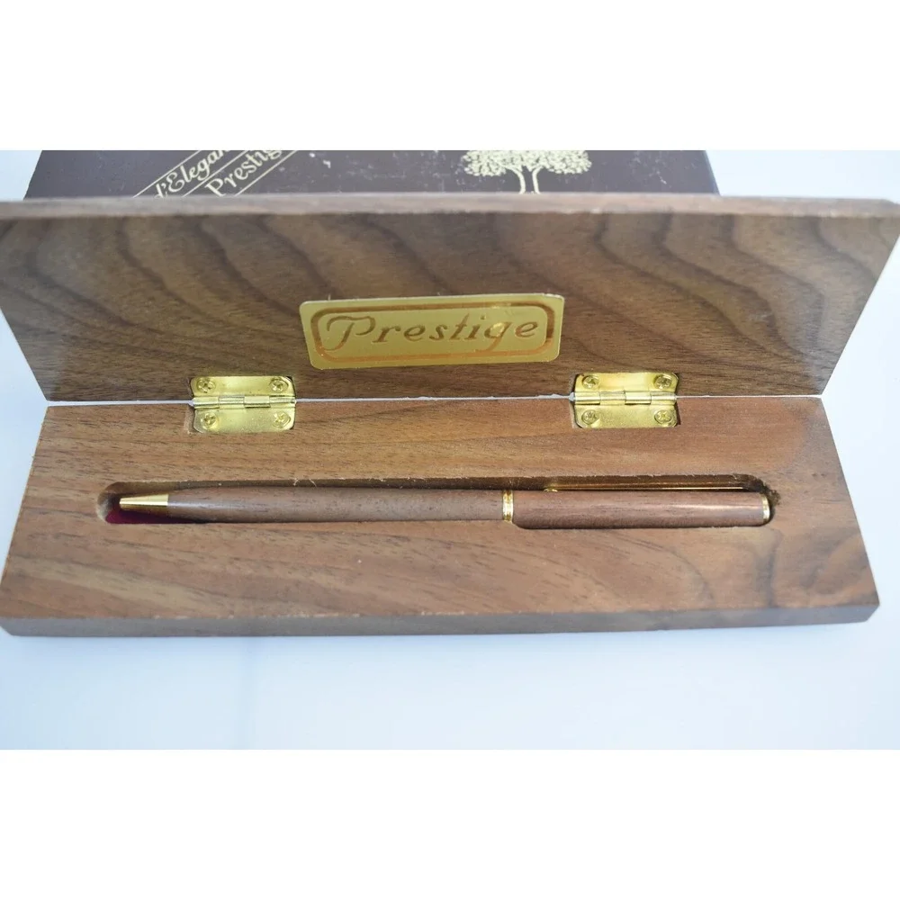 D'Elegance By Prestige Walnut Wooden Pen Set With Case and Box